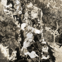 View of people on horses in Grand Canyon.