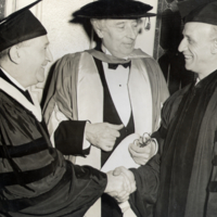 W. F. G. Swann with Dr. Szanto and Dimitri Mitropoulos at Philadelphia Musical Academy 76th Commencement.