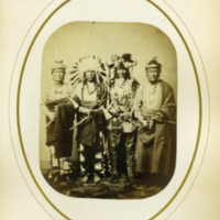 Group of Four Ponka Chiefs (l. to r. Ash-Nom-e-Kah-Ga-He, Lone Chief; To-Ton-Ga Un-Zhe, Standing Buffalo; Wah-Ga-Sa-Pi, Iron Whip; Wast-Eh-Com-Ma-Ni, Fast Walker)