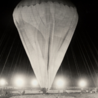 View of inflated balloon for stratosphere flight, seen from groundlevel.