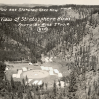 "View of Stratosphere Bowl (You are Standing Here Now)," postcard.