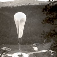 View of balloon rising from stratosphere bowl.