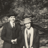 Richard Harrison Shryock and Mrs. Shryock (?) standing outside, Wissahickon, Pa.