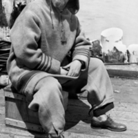 H. Wilkins, Nautilus crew member, in cold weather gear.