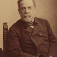 Louis Pasteur, 3/4 length, informal portrait, seated.