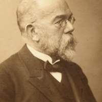 Robert Koch, bust, profile, formal.