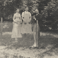 William Henry Welch, standing with "Susan and Archie", informal,  outdoor photo.