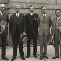 Victor George Heiser and five unidentified men, a survey group from John Hopkins University in Nashville Tenn., full length, standing.