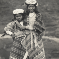 Full length portrait of two girls, Kabayan, Benguet Province, Philippines.