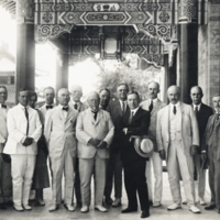 Group portrait of trustees from Rockefeller Foundation at dedication of Peking Union Medical College, 1921.