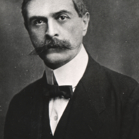 Karl Landsteiner formal portrait with  mustache and bow tie.