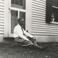 Karl Landsteiner sitting on ground in Vermont