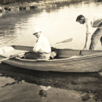 Osterhout and Lawrence Blinks in row boat.