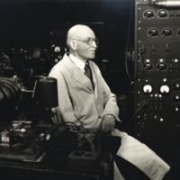 Osterhout in laboratory, Rockefeller Institute, 1952.