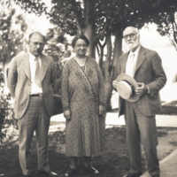 Florence Sabin, with two unidentified men, full length, informal, standing.