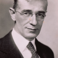 Vannevar Bush, bust length portrait, formal.