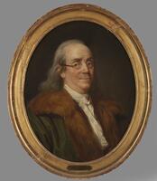 Benjamin Franklin, fur collar portrait.