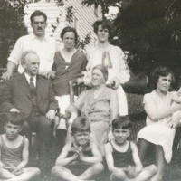 U5.1.37 Franz Boas on his 70th birthday with Marie, children, and grandchildren