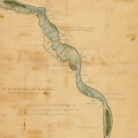 A sketch of the Muscle Shoals of the Tennessee River. Laid down from a Scale of two Computed Miles to the Inch. The Width of the River being doubled.