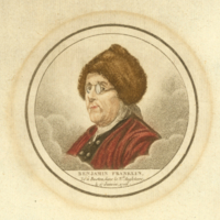 Color engraving of Benjamin Franklin.