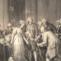 Reception de Franklin au Palais Royal par le Duc d'Orleans (Louis Philippe) 1778.