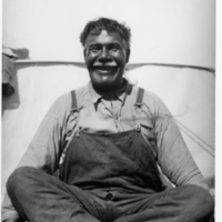 A-035: Ojibwa man, portrait, wearing overalls