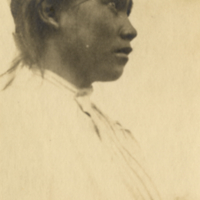 6-10-b: Innu woman in white blouse, Lake Saint John