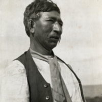 6-10-h: Innu man wearing vest and necktie, Lake Saint John