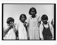 F-168: Edith Guimond, Alice Eaglestick, Eliza Eaglestick, and James Henry Boucher, group portrait 