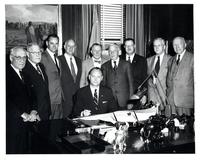 Document Signing Ceremony for the Construction of Library Hall, Circa 1956