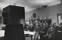 Members of the American Philosophical Society watching the Fall Meeting on closed circuit television