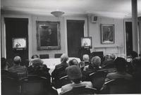 Members of the American Philosophical Society watching the Fall Meeting on closed circuit television