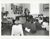 Edward Carter speaking to a group of students