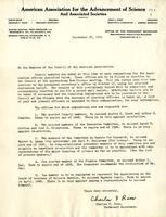 Roos, Charles F.: To Members of the Council for American Asscociation for the Advancement of Science. 1931 Sept. 25