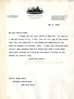 Walcott, Charles D.: To Boas. 1909 May 5