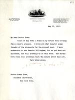 Walcott, Charles D.: To Boas. 1910 May 23