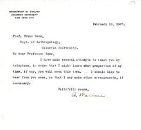 Wallace, Amy: To Boas. 1907 Feb. 13