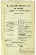 Liste des membres qui composent la Société d'Histoire Naturelle de l'Ile Maurice. 1er[.] septembre 1836