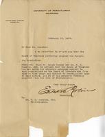 University of Pennsylvania-Letter to Henry Howard Houston, II-1916 February 15