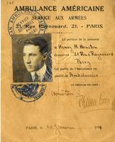 Houston, Henry Howard II Travel Documents to France-1917 January 25