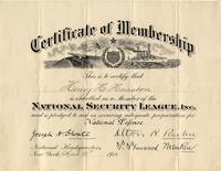 National Security League Certificate-1916 April 10