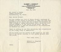 Gilbert I Kingsley to Jacob W. Gruber, 1955 June 28