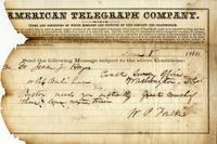 Foulke, William Parker to Isaac Israel Hayes - telegram