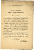 Atto di aggiudicazione dei premi d'onore del concorso 1892-93. Modena, 10 Febbraio 1895