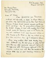 William Beynon to Franz Boas. 1937-08-30