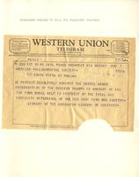 Telegram from the Library of the Hungarian Academy of Sciences to the American Philosophical Society, 1956 November 1