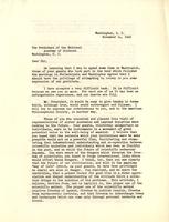 Robin S. Allan to the President of the National Academy of Sciences, 1946 November 14