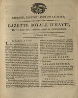 Gazette royale d'Hayti, 1816 June 12