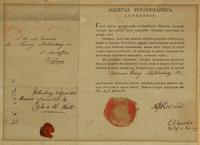 Certificate of membership, to Henry Mühlenberg