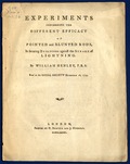 William Henley's Experiments concerning the different efficacy of pointed and blunted rods, Title Page.